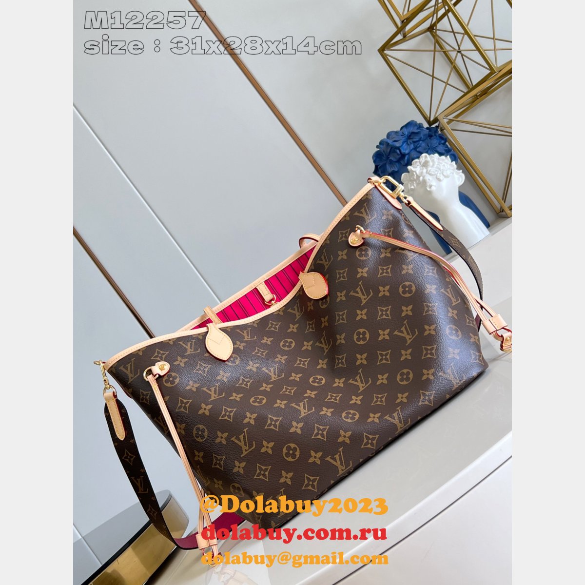 Replica Louis Vuitton Bolsa Neverfull Bandoulière Inside M12257/M12096 Bag