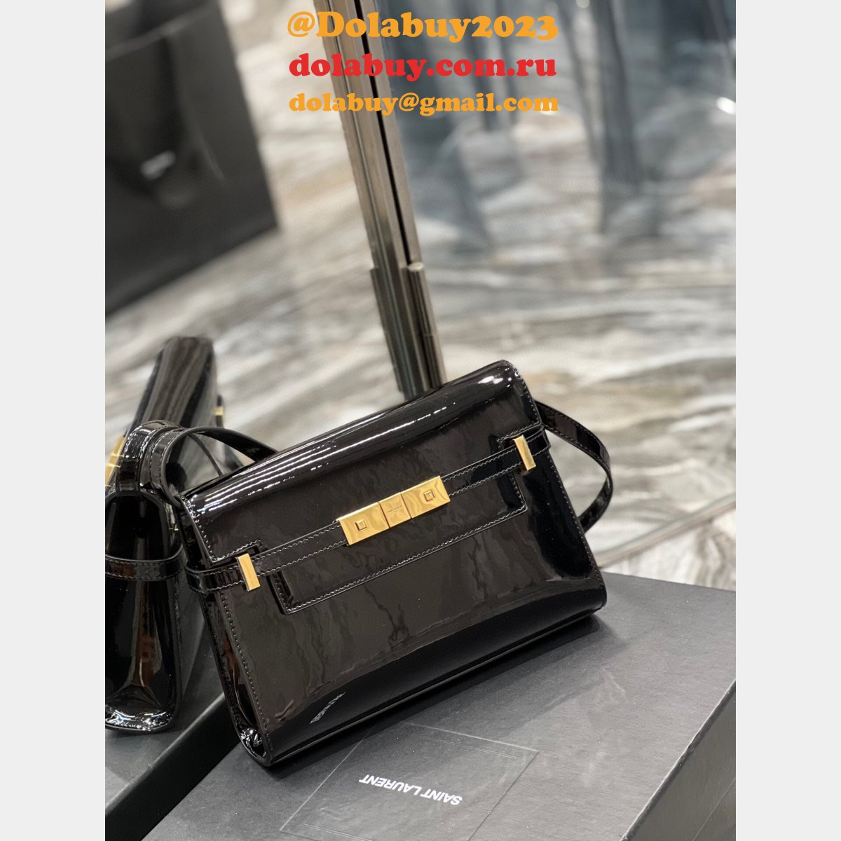 Designer YSL Replica 675626 Manhattan Shoulder Shiny Crocodile Bag