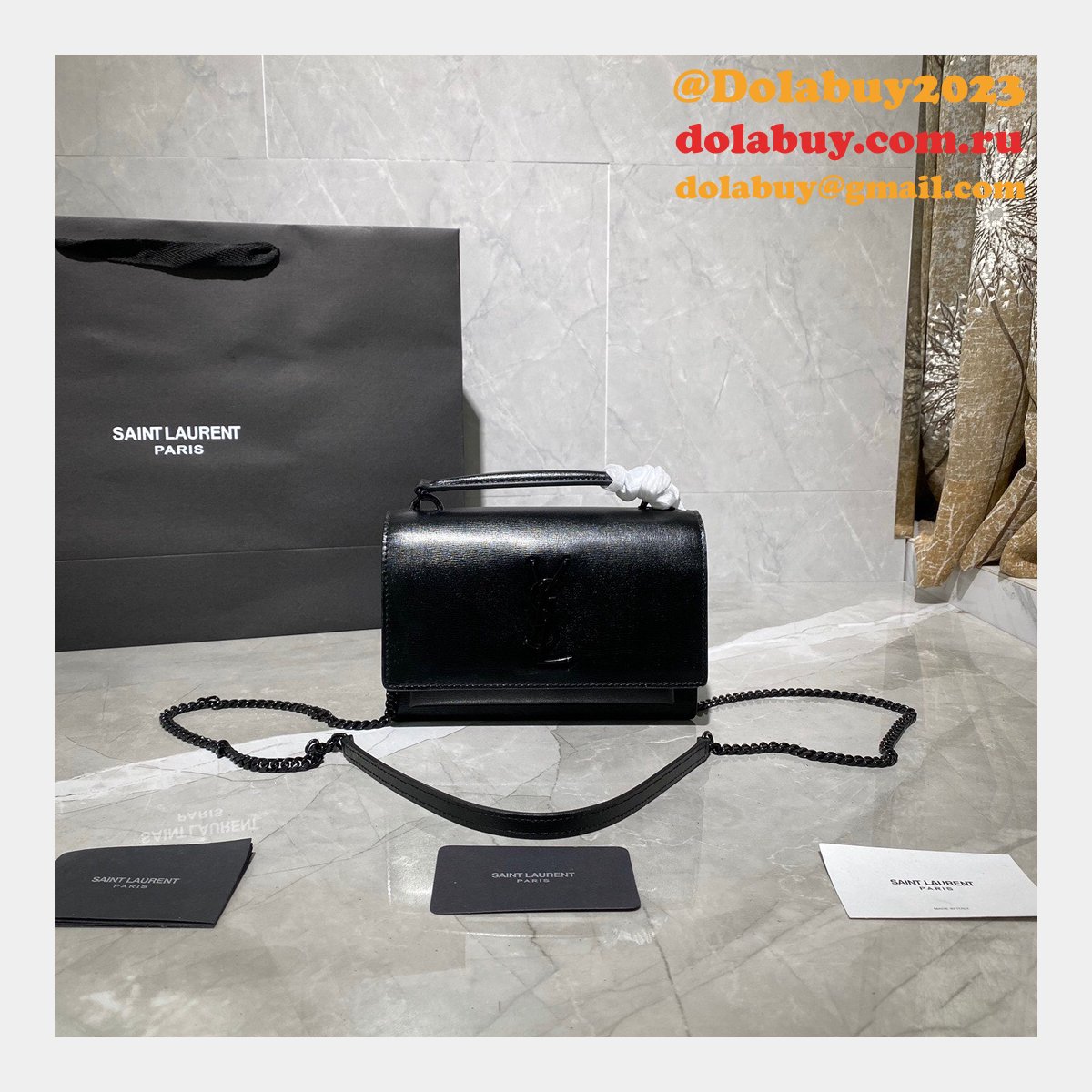 Buy Replica YSL Sunset 19cm Bags Online Black