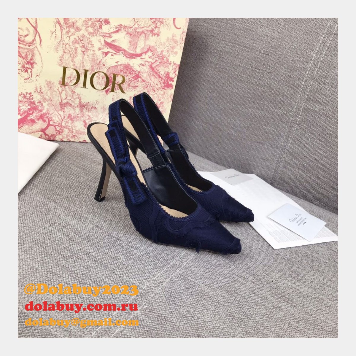 High Top Quality Replica Fashion Dior Navy Blue Tassel Shoes