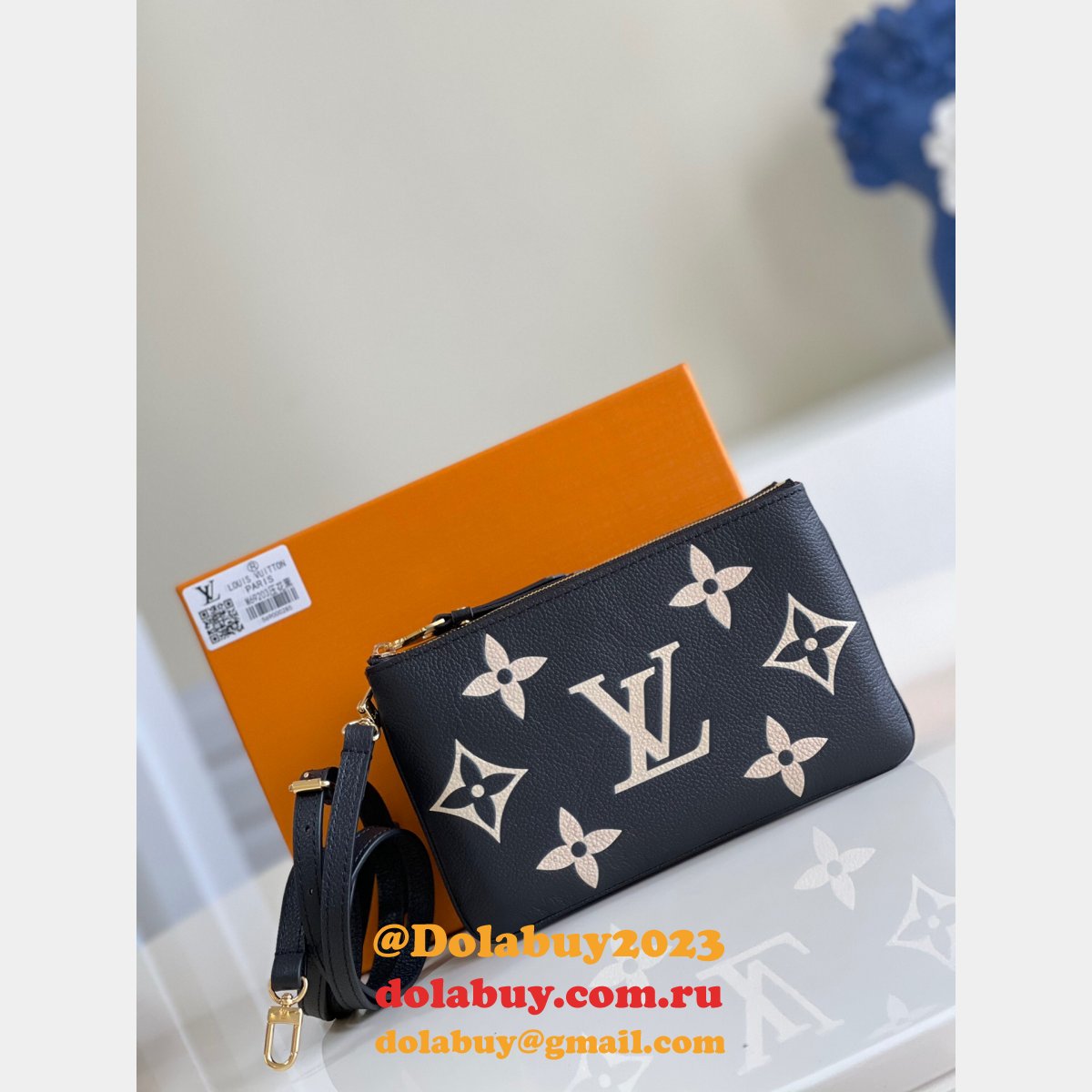 Louis Vuittons Knockoff Double Zip Pochette Monogram M69203 Brown Bag