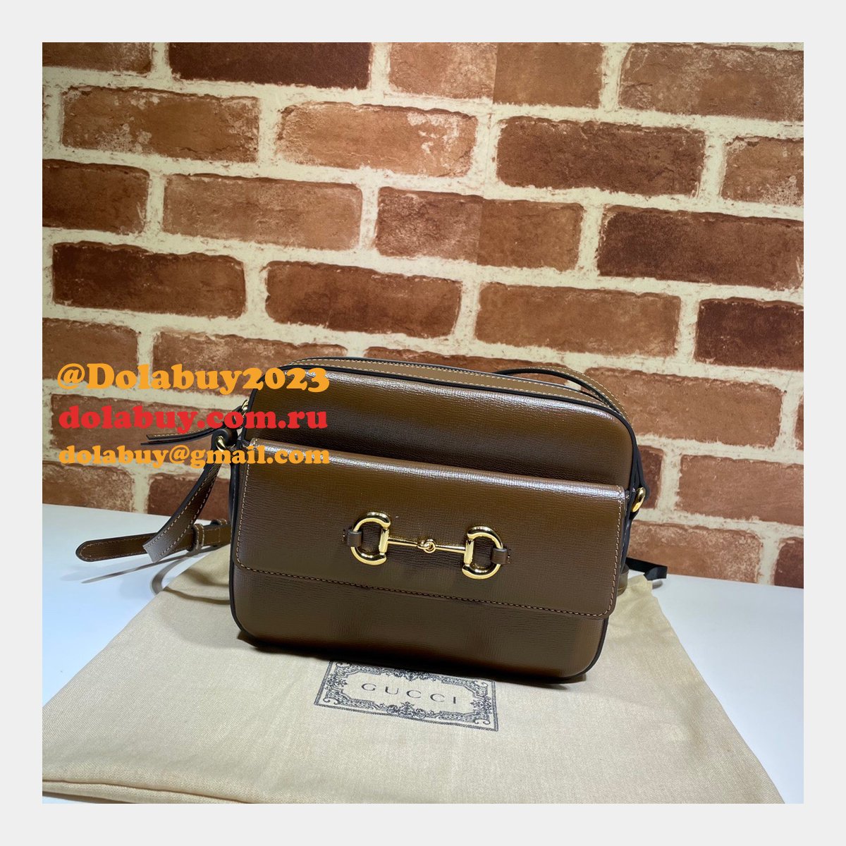 G*u*i horsebit 1955 small shoulder 645454 black army green white bag