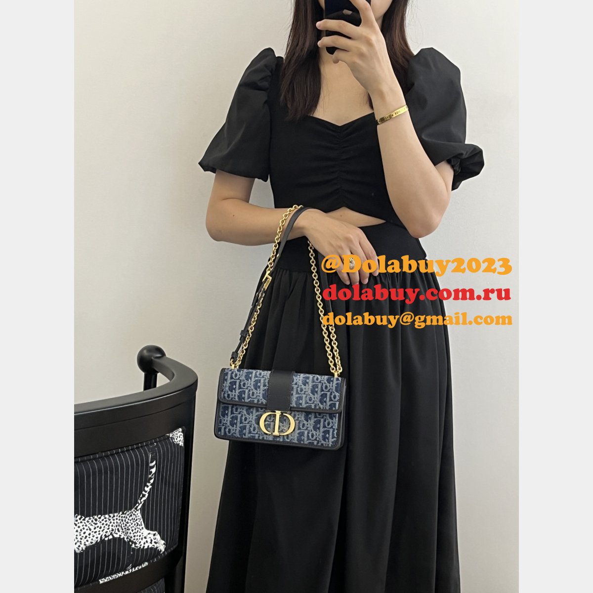 Luxury Christian Dior 9207 30 Montaigne East-West Denim Inspired Oblique Bag