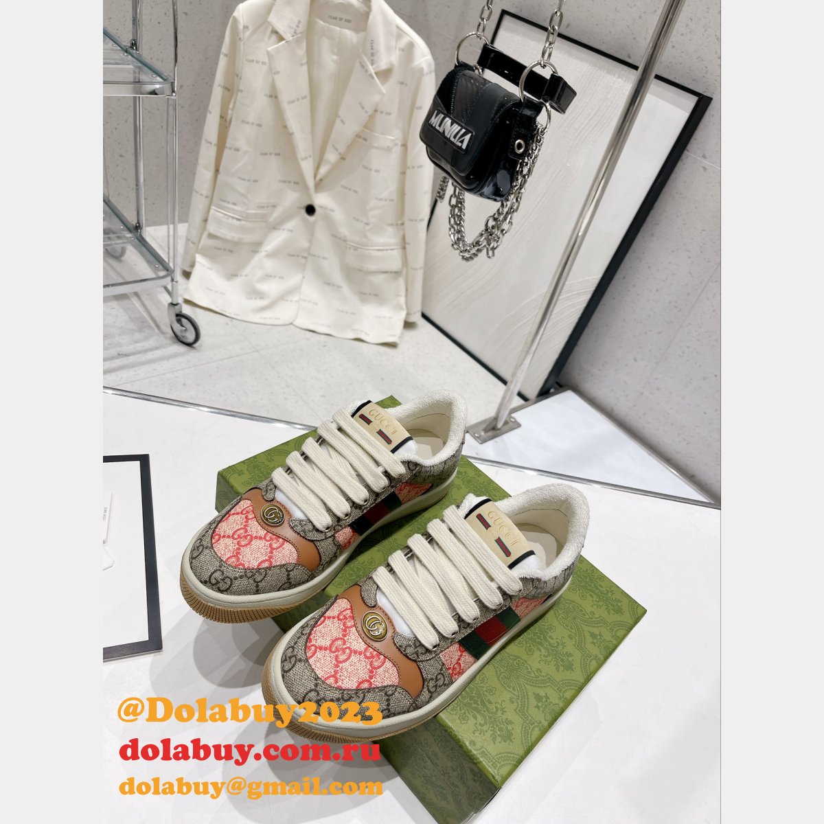 G*u*i dirty embroidery cowhide shoes replica shop