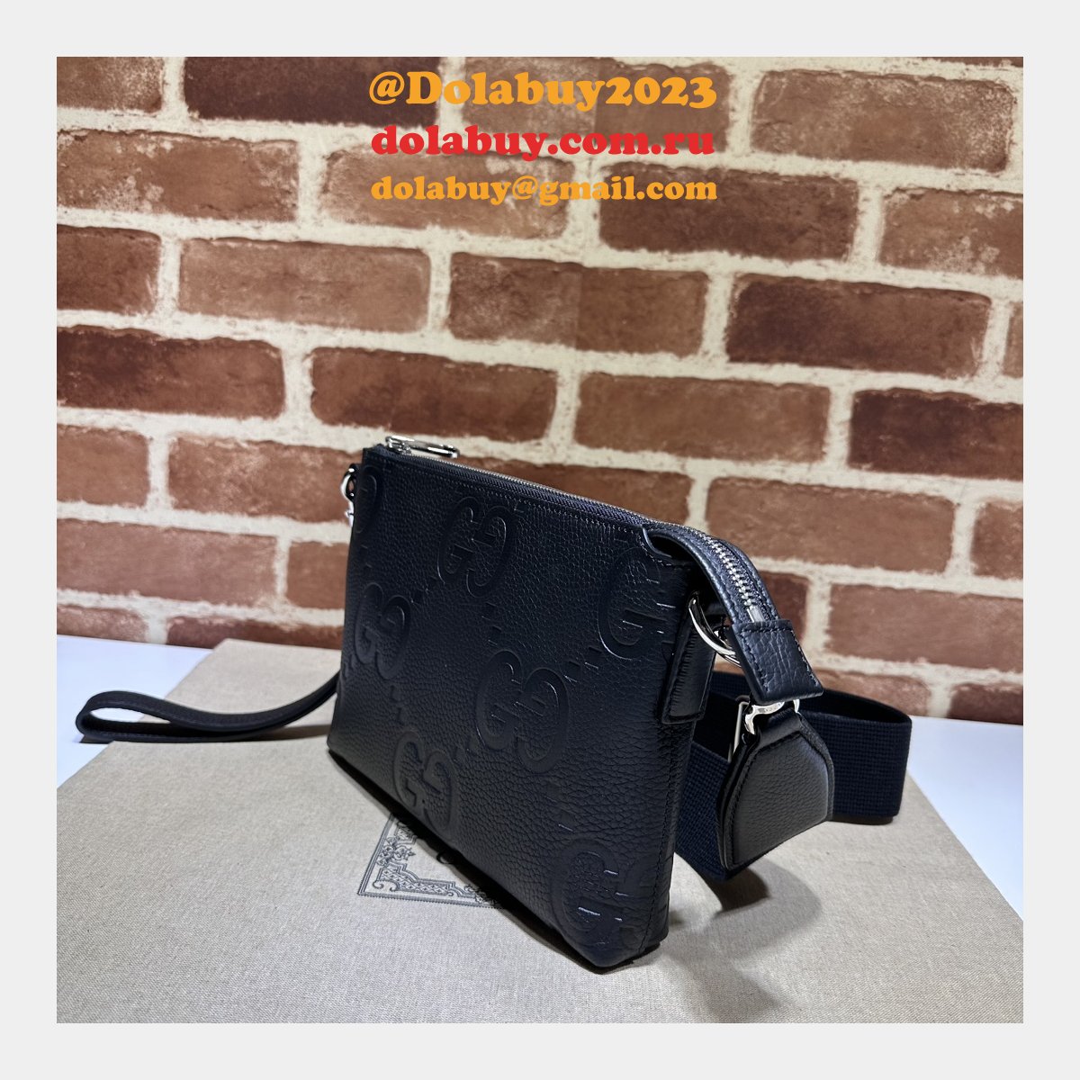 black jumbo gg G*u*i knockoff messenger men 761747 luxury bag