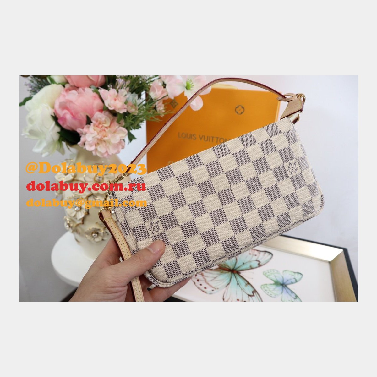 Cheap Auth Louis Vuittons Damier Pochette Accessoires M41207 Bag