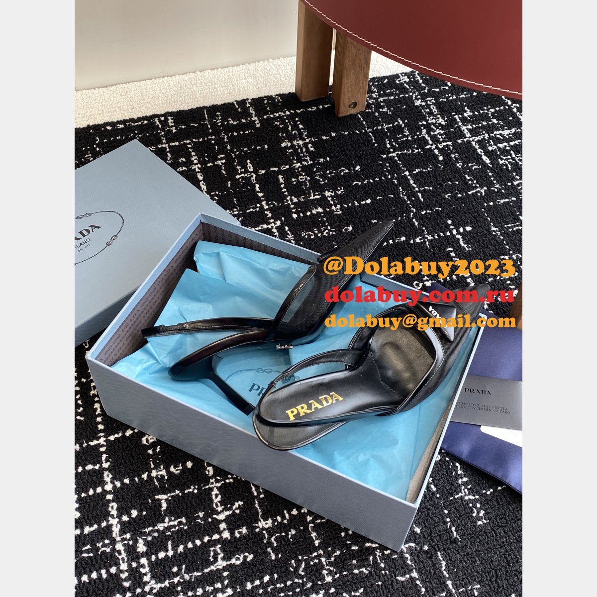 Prada 1:1 Mirror Mesh Fabric Slingback Pumps