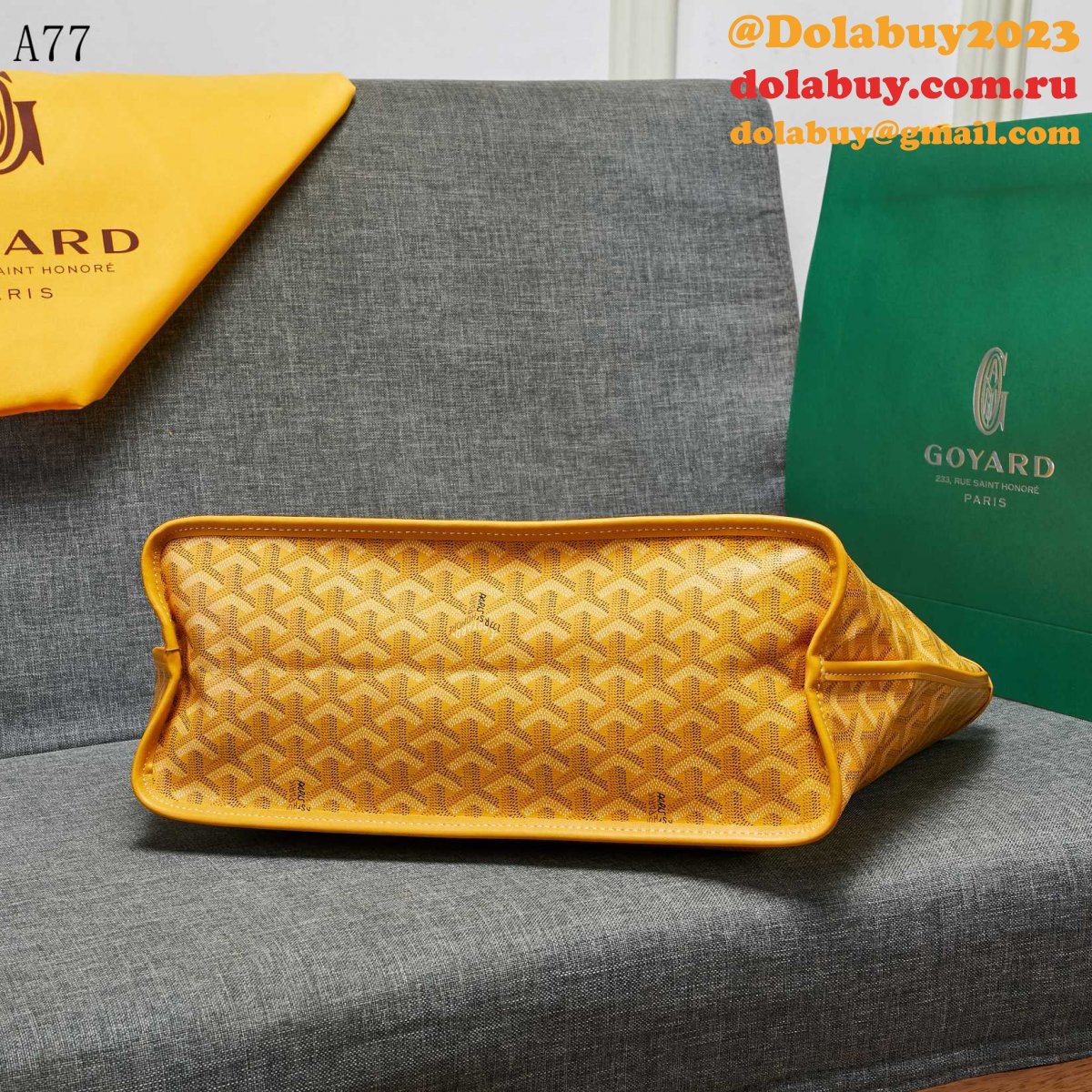 Designer Goyard Classic Chevron St. Louis PM Totes Yellow Bags