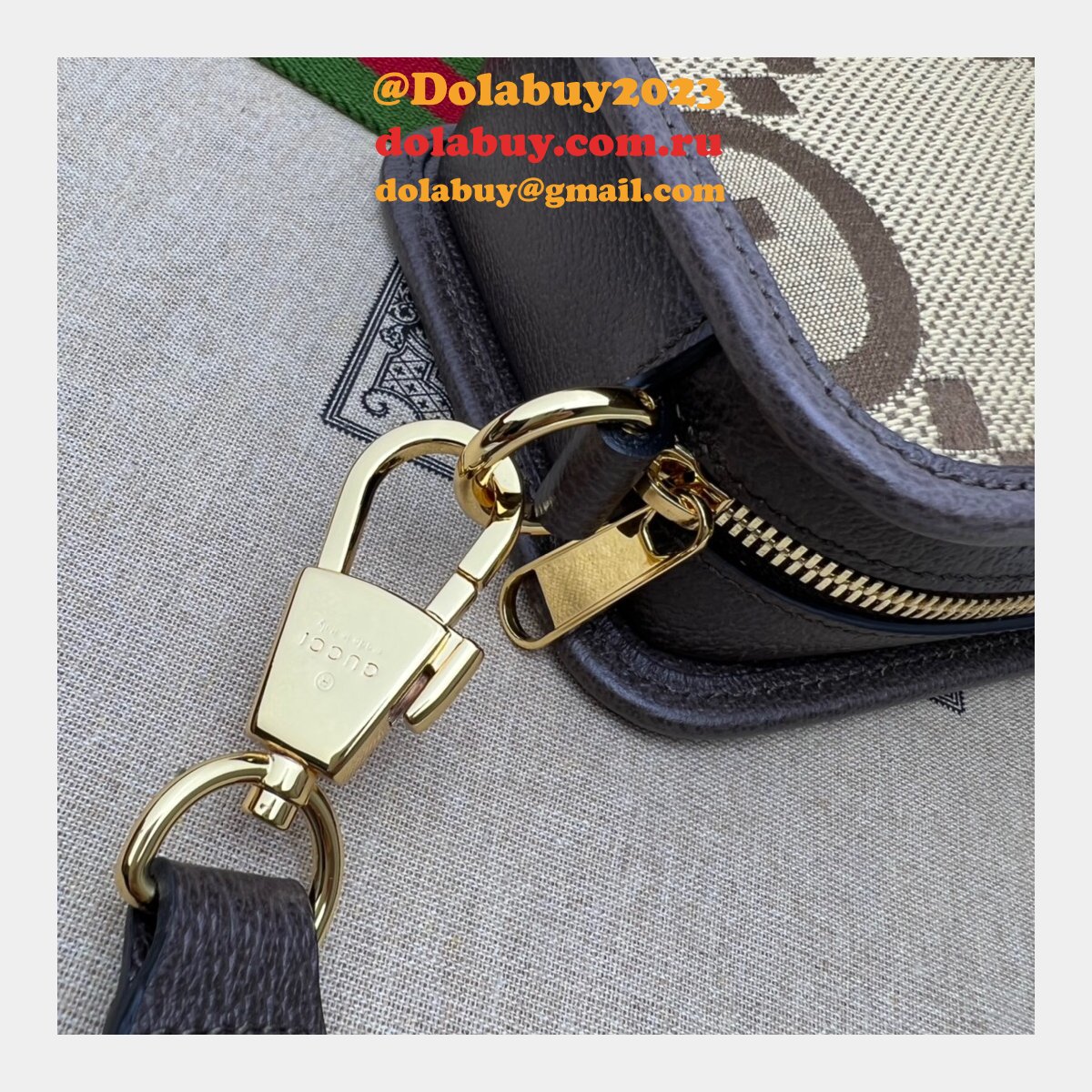 G*u*i perfect 696075 copy jumbo gg mini bag in camel and ebony gg canvas