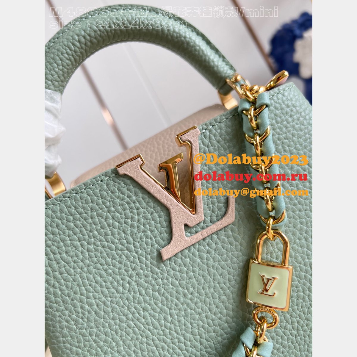 Louis Vuitton Replica Capucines Python Handle M48865 Avocado Green Bag