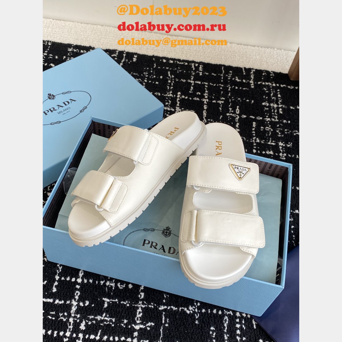 2025 Prada Padded Nappa Leather Slides