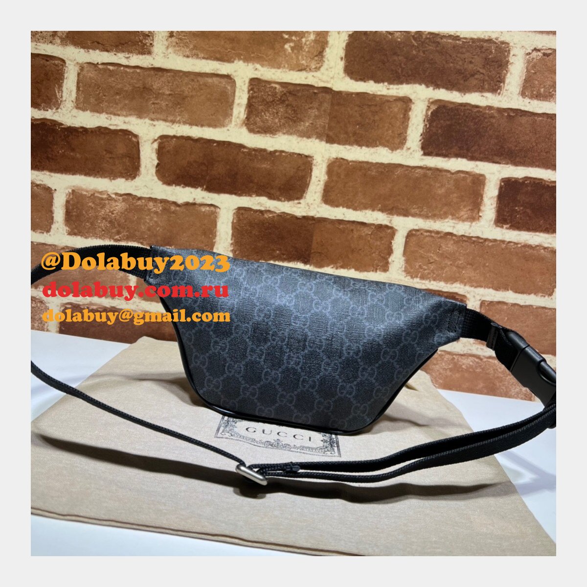 best quality fake G*u*i gg 675181 black belt aaa+ bag