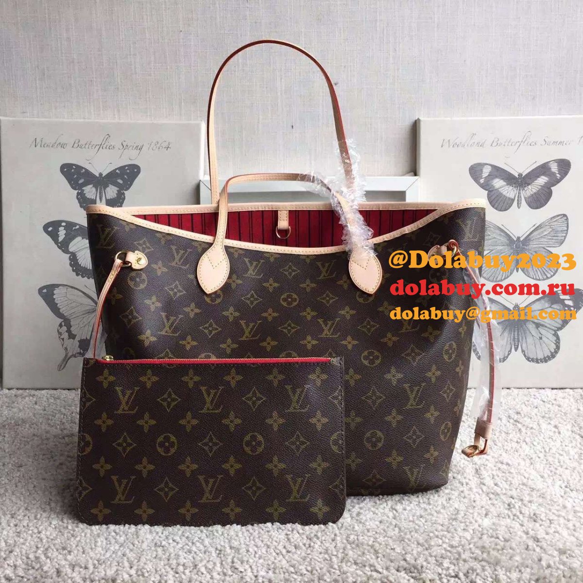 Louis Vuitton Top Quality Neverfull MM monogram 32CM Red