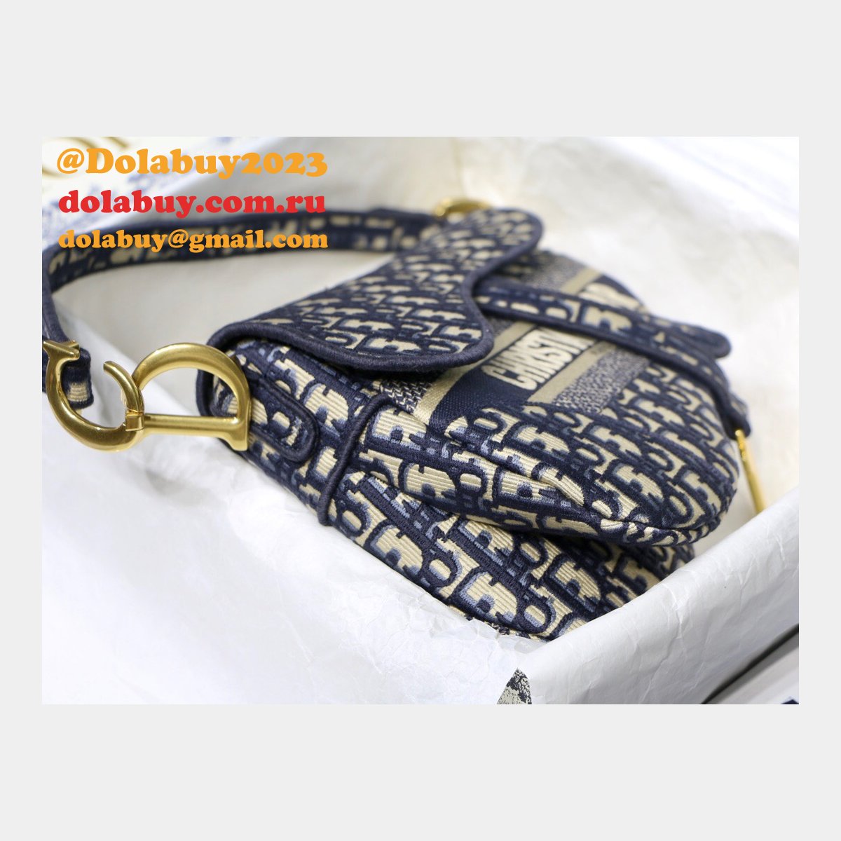 Replica Saddle Bag Blue Dior Oblique Jacquard