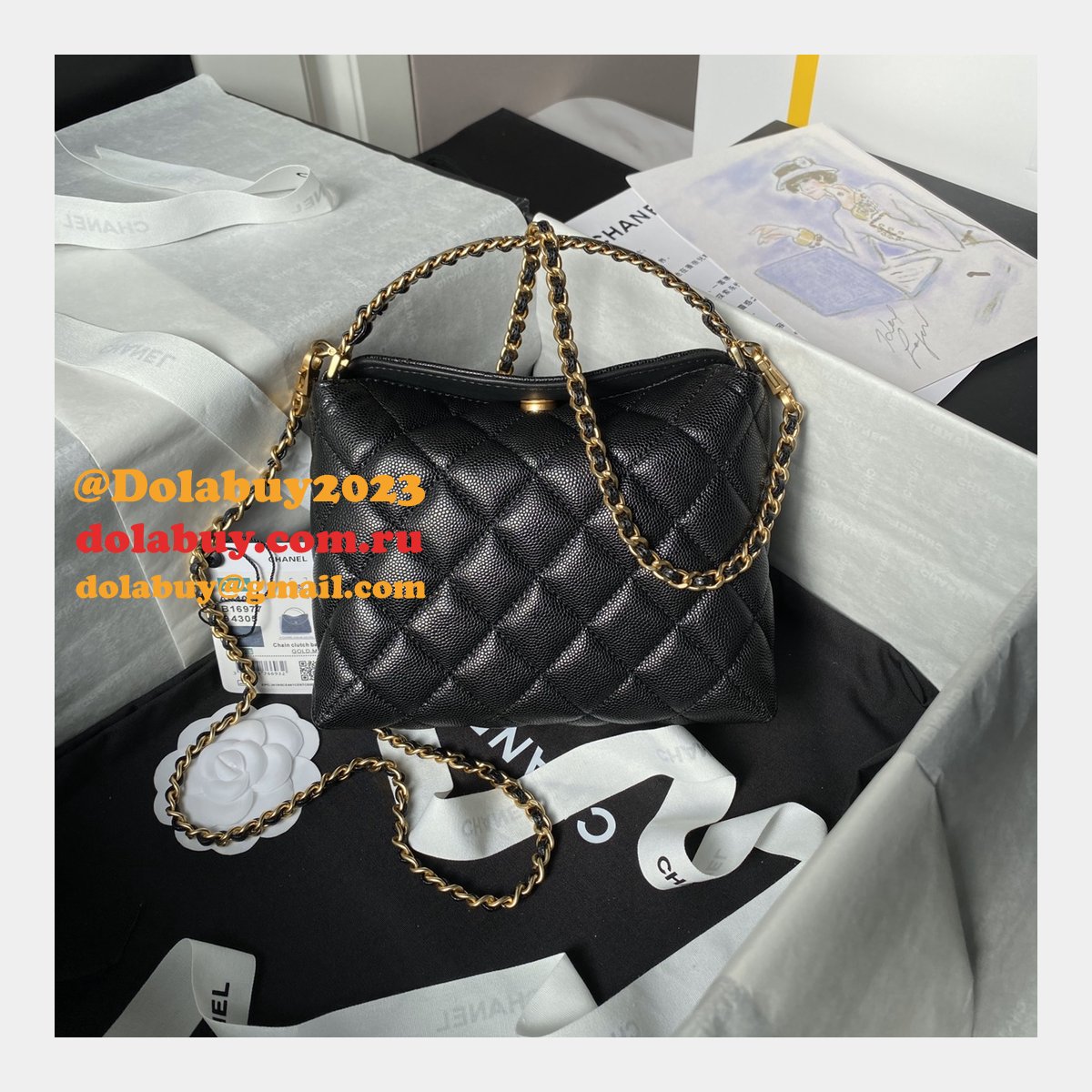 Duplicate Shop Knockoff AP4066 Black/White Shoulder Bags