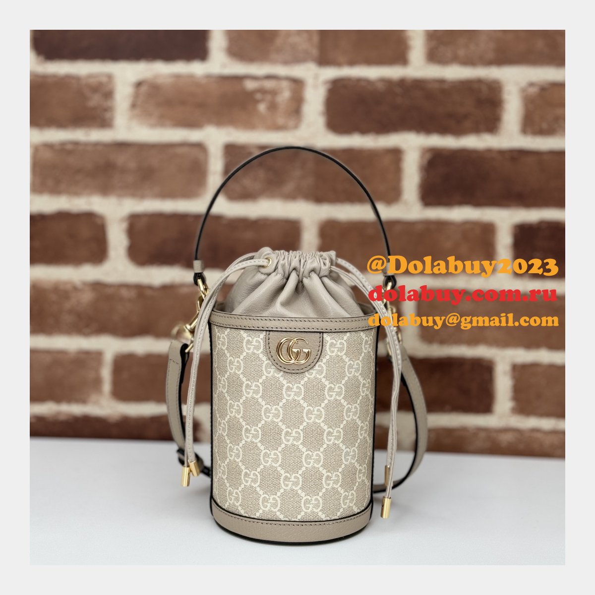 Knockoff Gucci Ophidia Inspired Bucket Ebony Supreme 760199 Bag