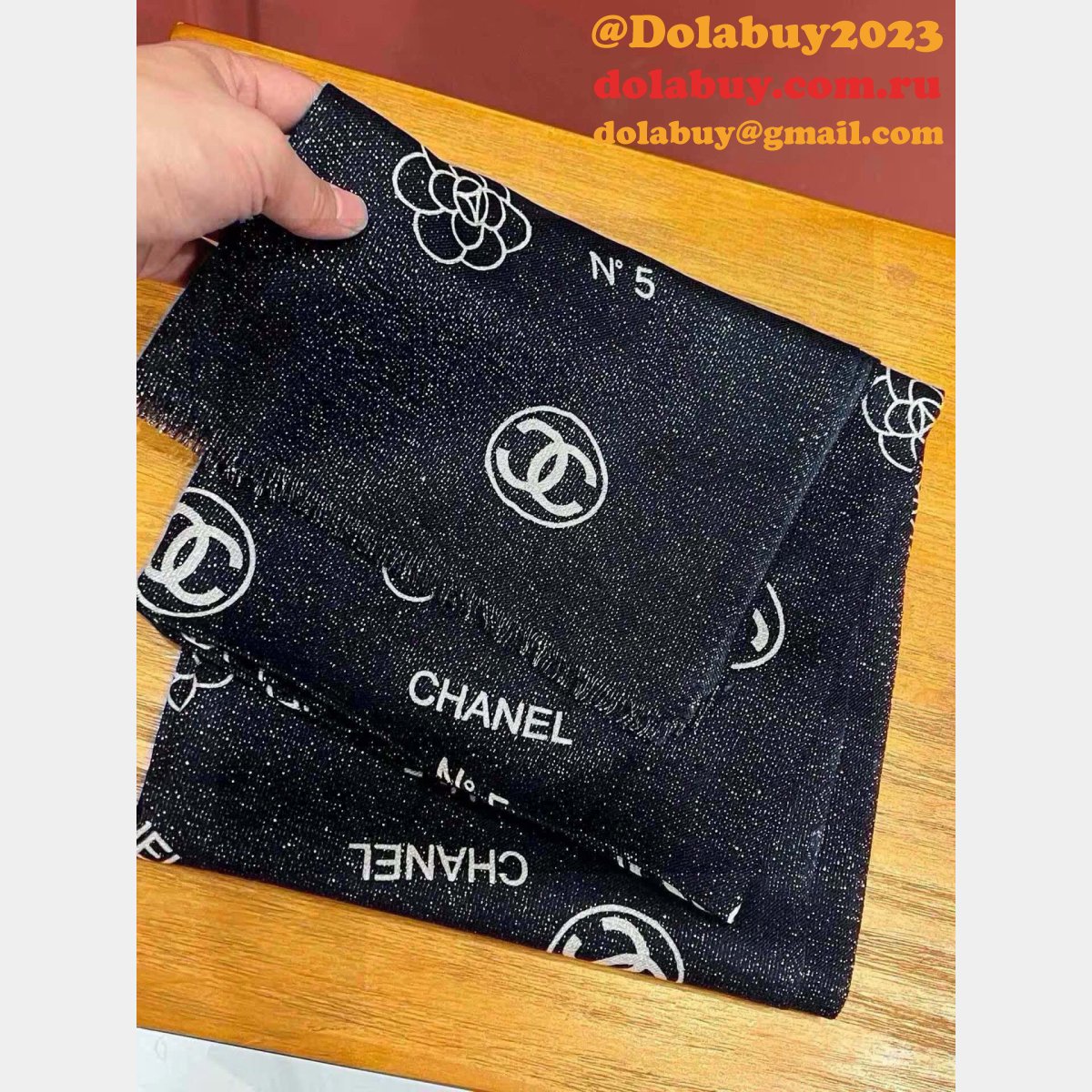 Designer Chanel Camellia Cashmere Scarf Top