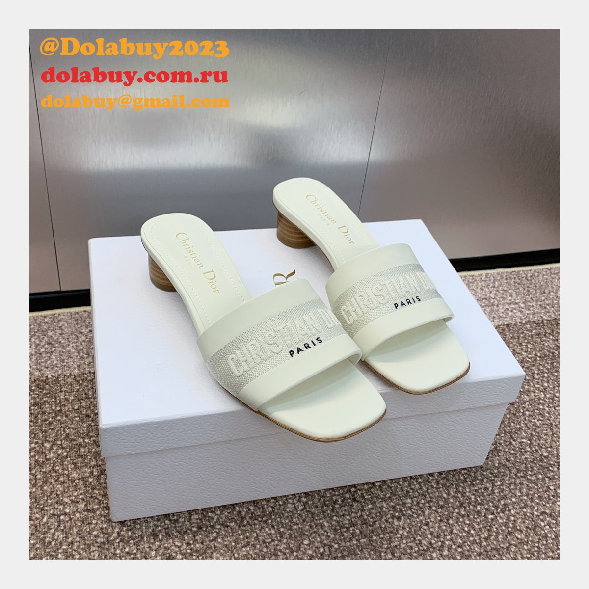Top Quality DIOR Dway Heeled Slide