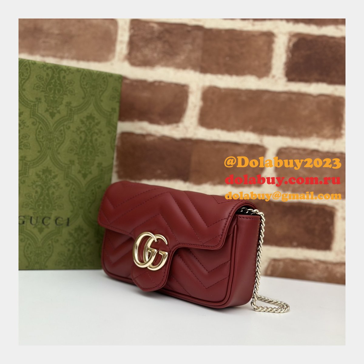 G*u*i replica rosso ancora gg marmont red matelassé chevron 476433/446744/443497 bag