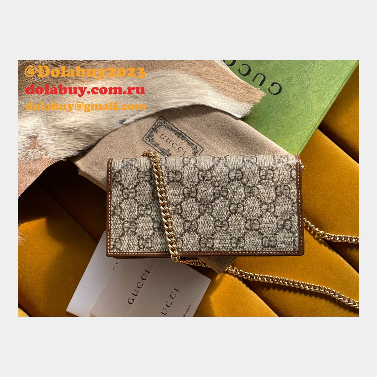 designer G*u*i replicas horsebit 1955 wallet with chain 621892 gg supreme