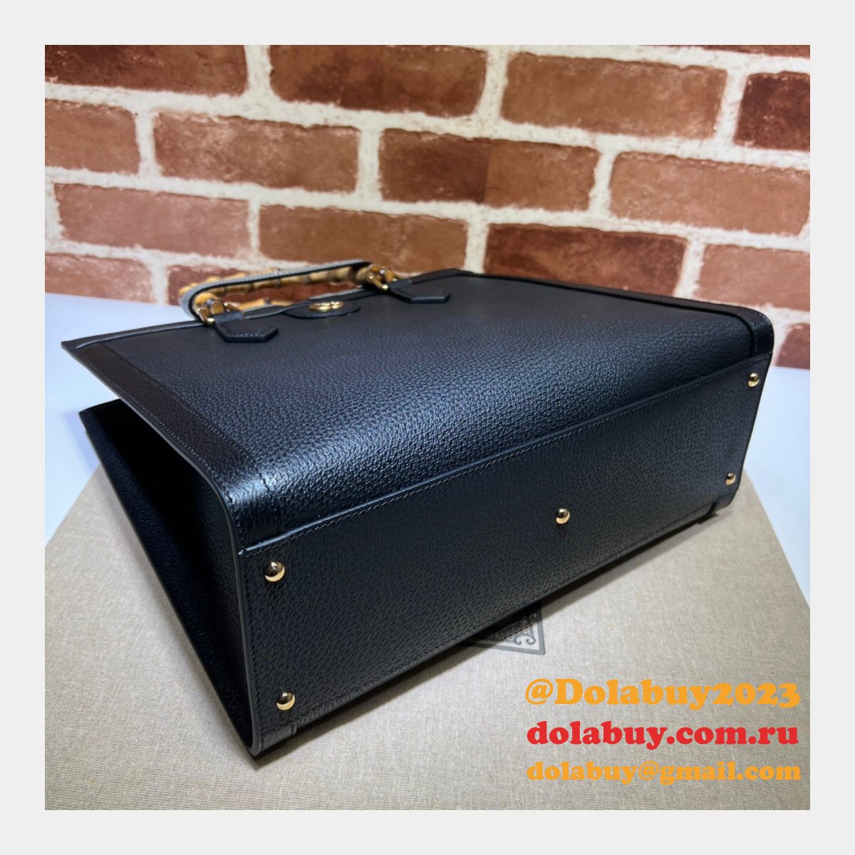 cheap G*u*i diana tote bag 678842 blue/black leather from china