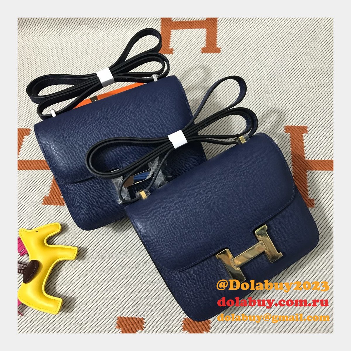 Hermes Constance Bag 18cm Epsom Leather dark blue
