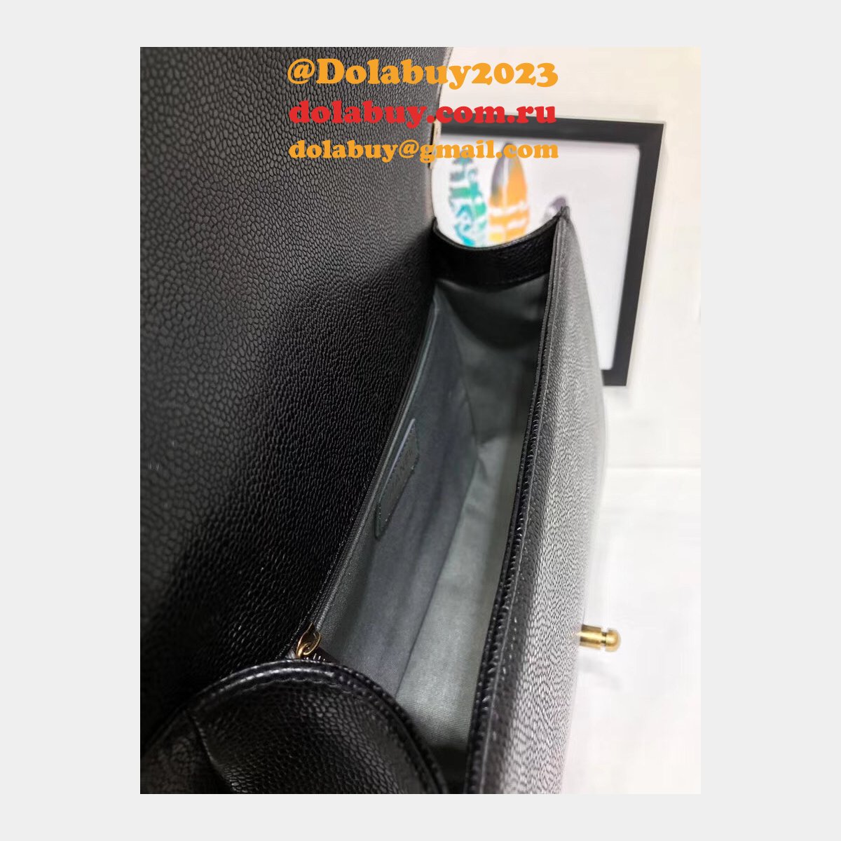 Top Quality CC Le Boy Cheap Mall Black Bags Caviar 28cm