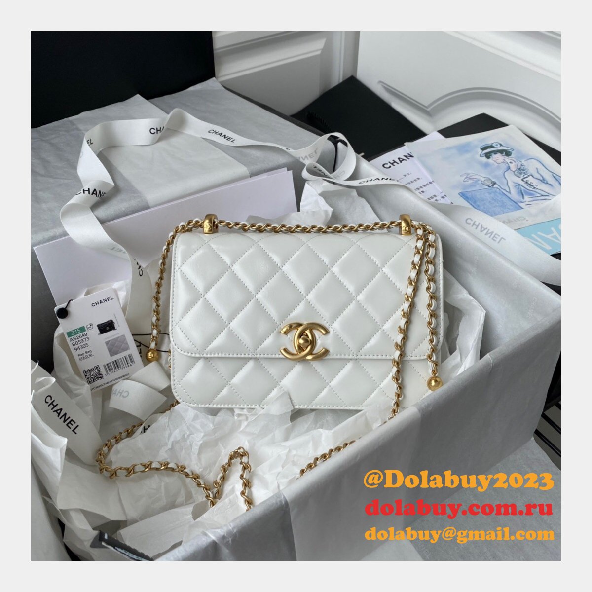 1:1 Replica AS2649 Calfskin & Gold-Tone Metal Flap Bag