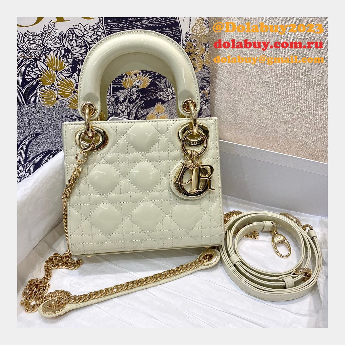 High Quality Christian Dior Lady patent leather 17CM Bag mini