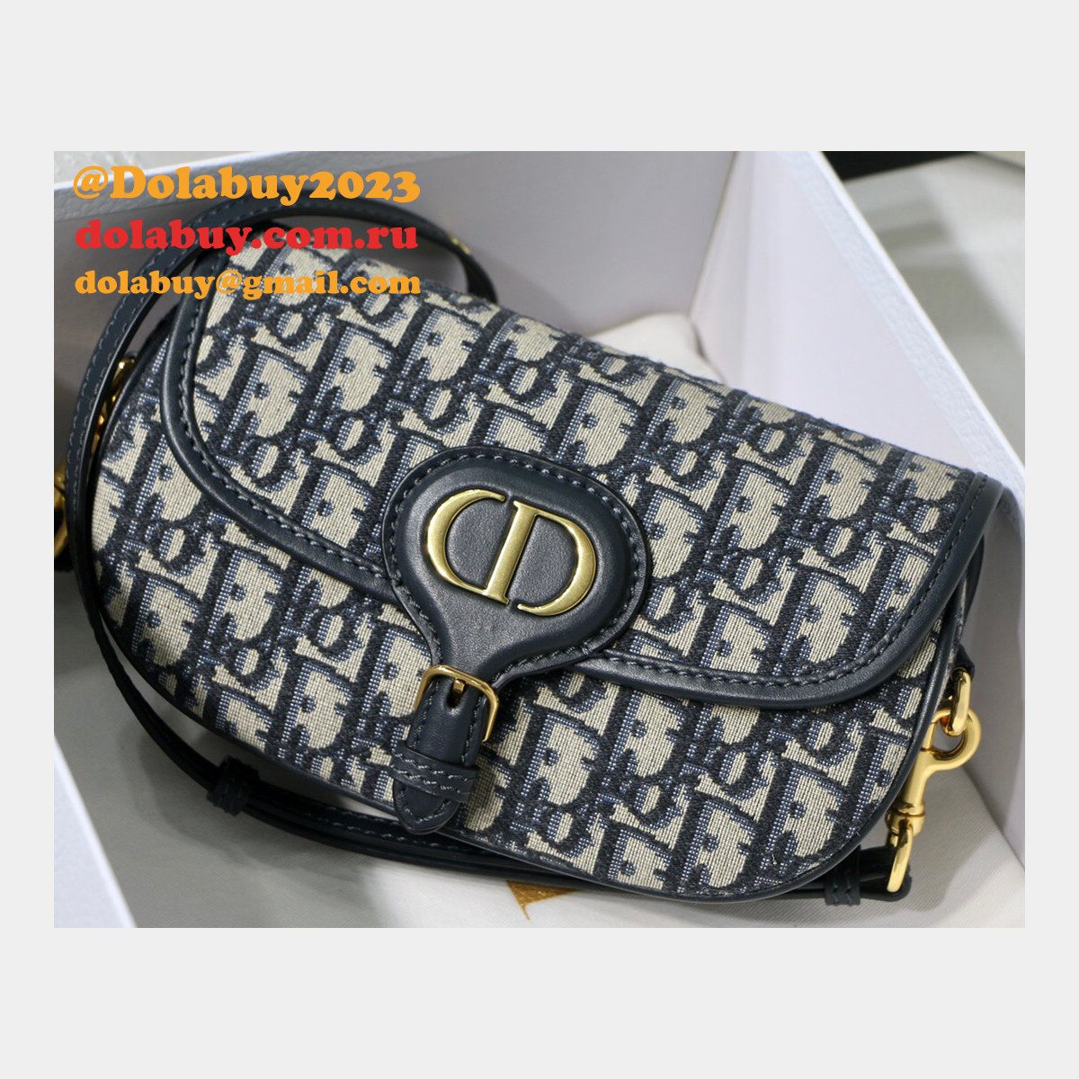 Replica Christian Dior Bobby East-West Blue Bag China Sale