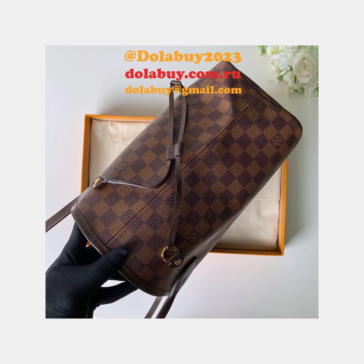 Louis Vuitton Damier Canvas Neverfull MM Bags 32CM Pink N40598