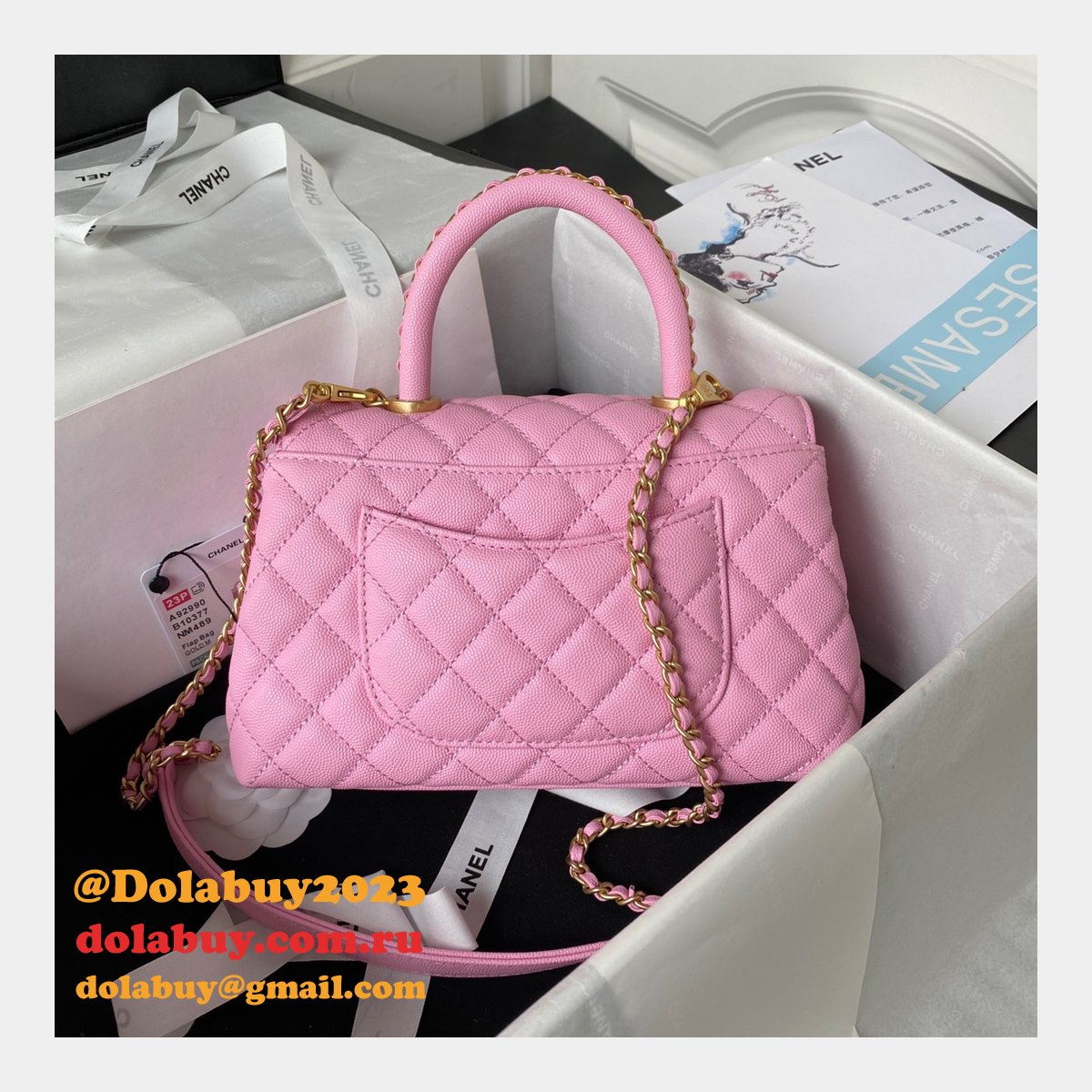 Wholesale Matelasse Top Handle A92990 Designer Bag Caviar 23cm