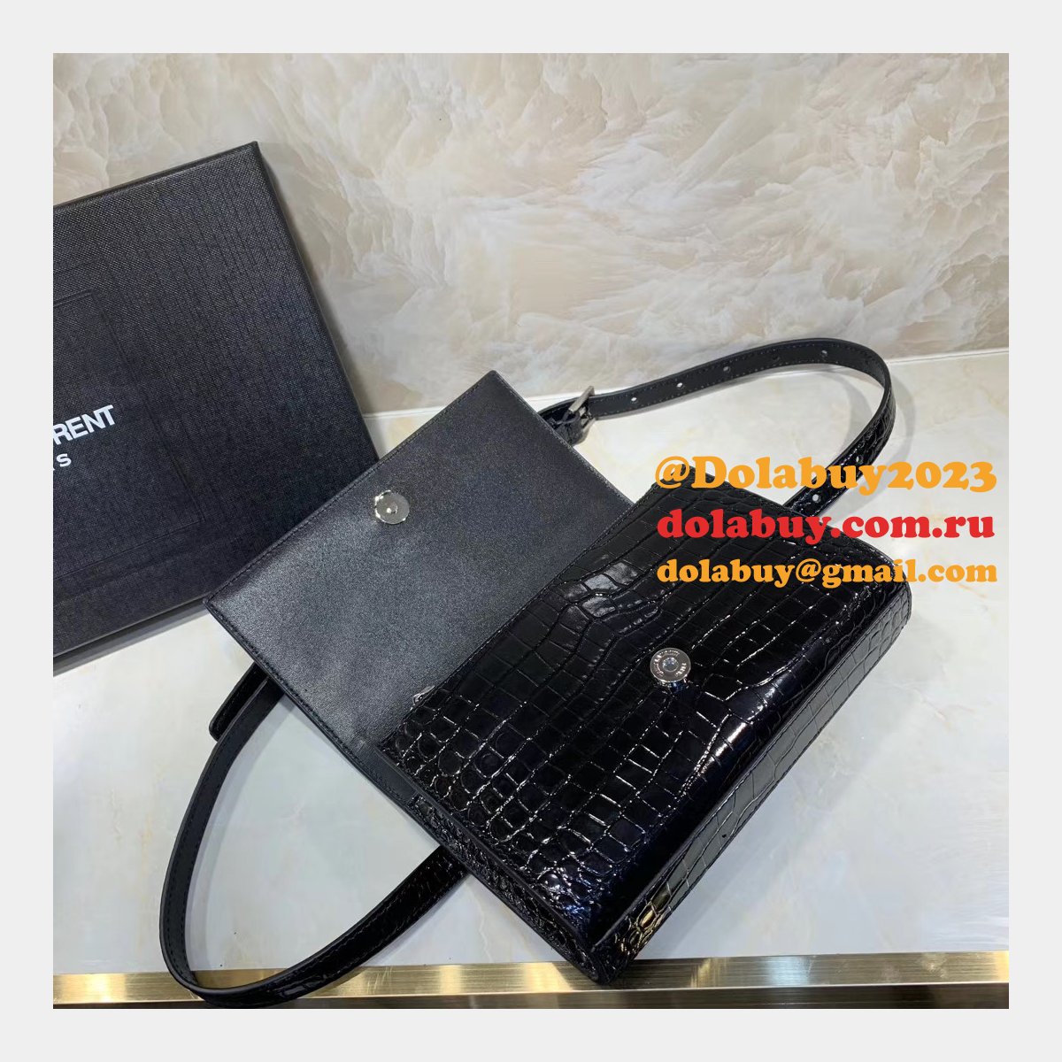 Replica black Saint Laurent YSL Monogram Logo Fanny Pack