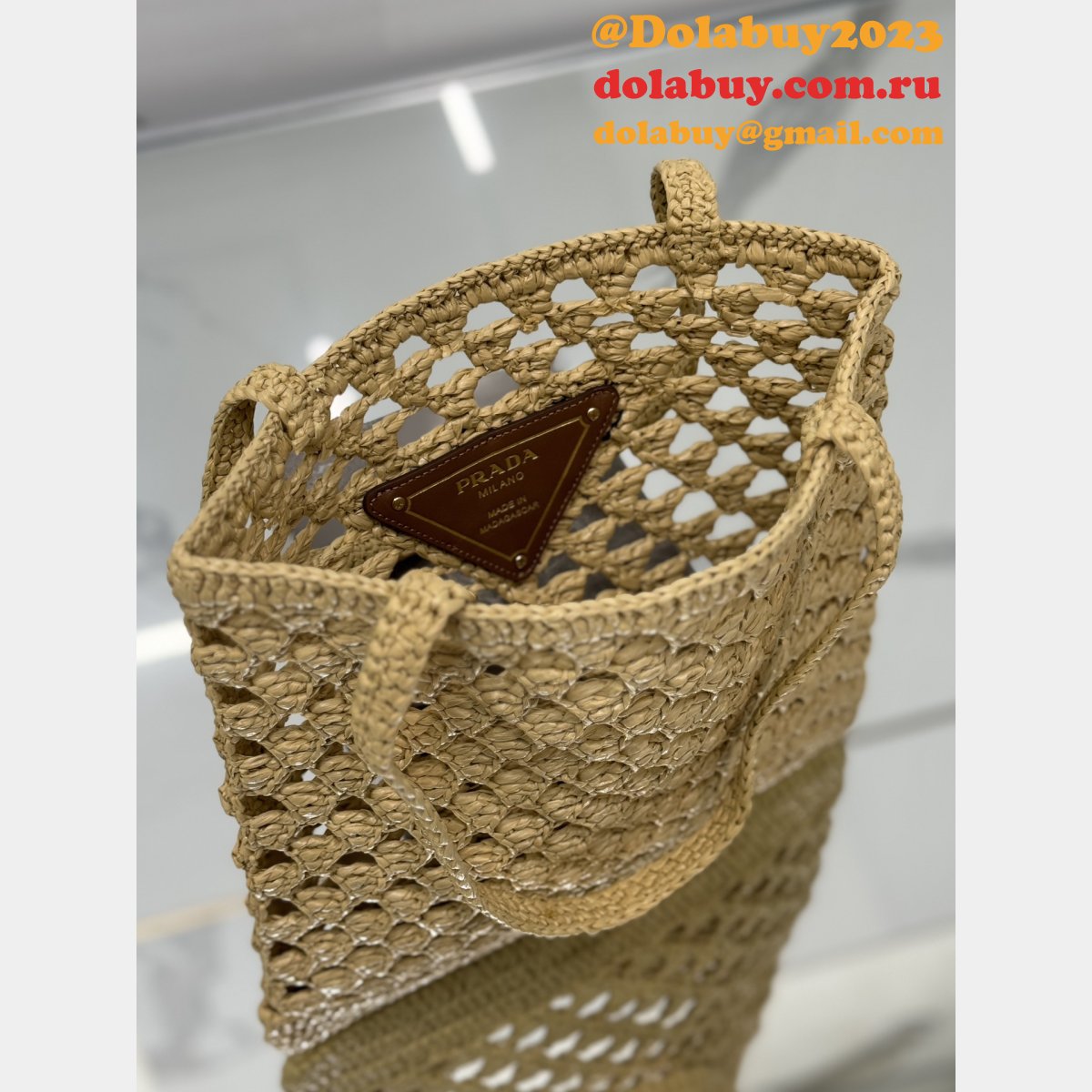 Wholesale Prada straw shopping bag 1BG493