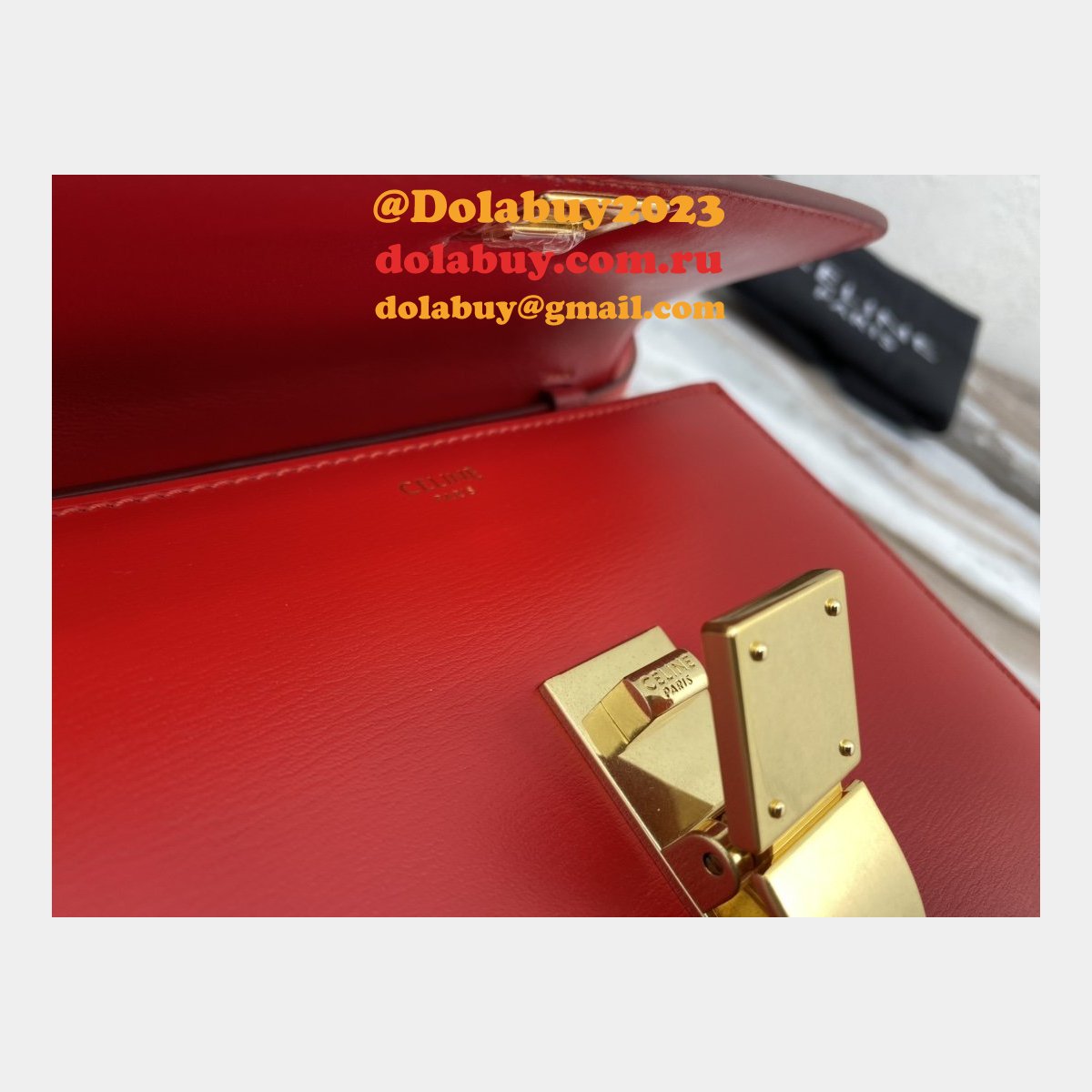 Celine Replicas Teen Classic Box Red Bag