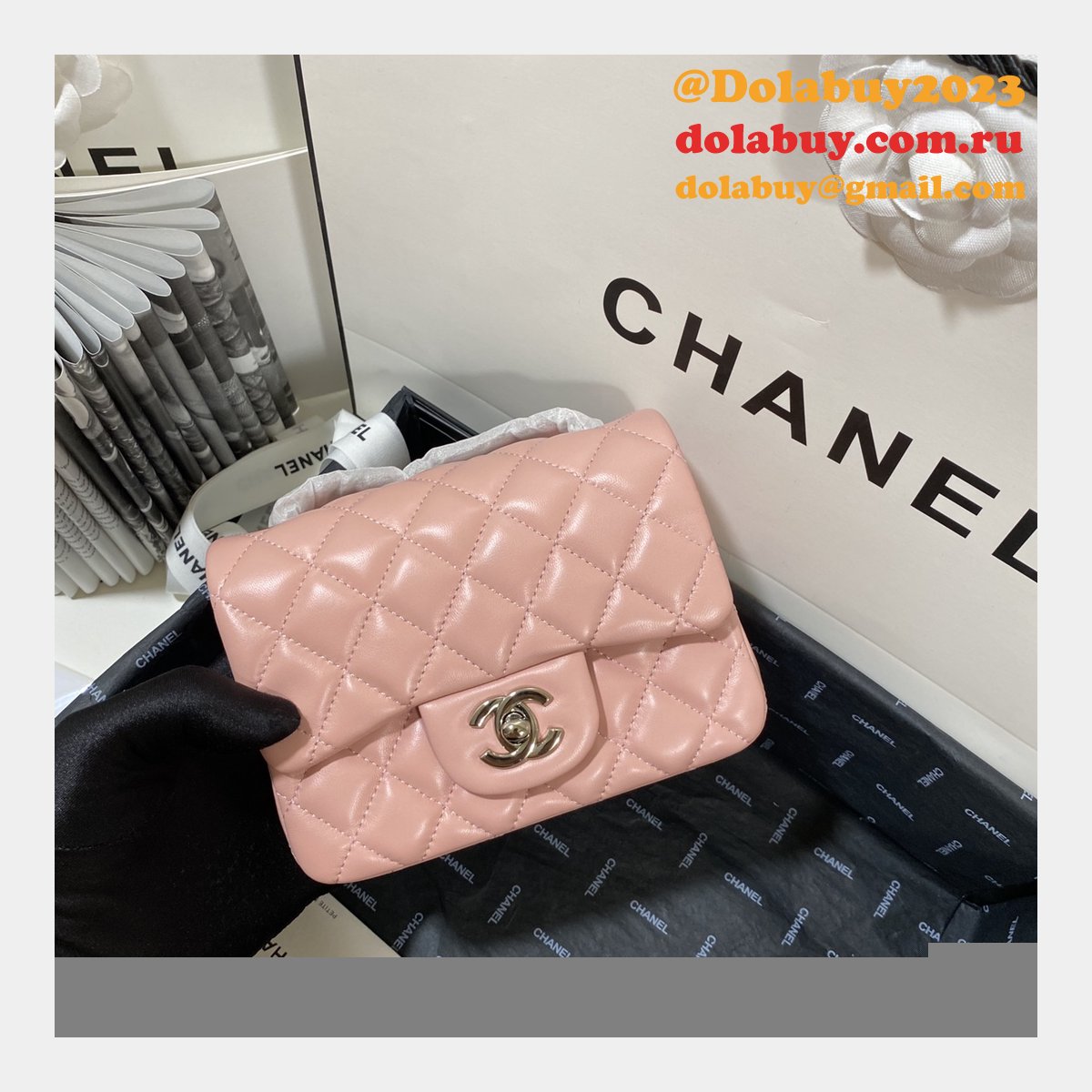 Knockoff CC Lambskin Flap Bag 17cm AS1115