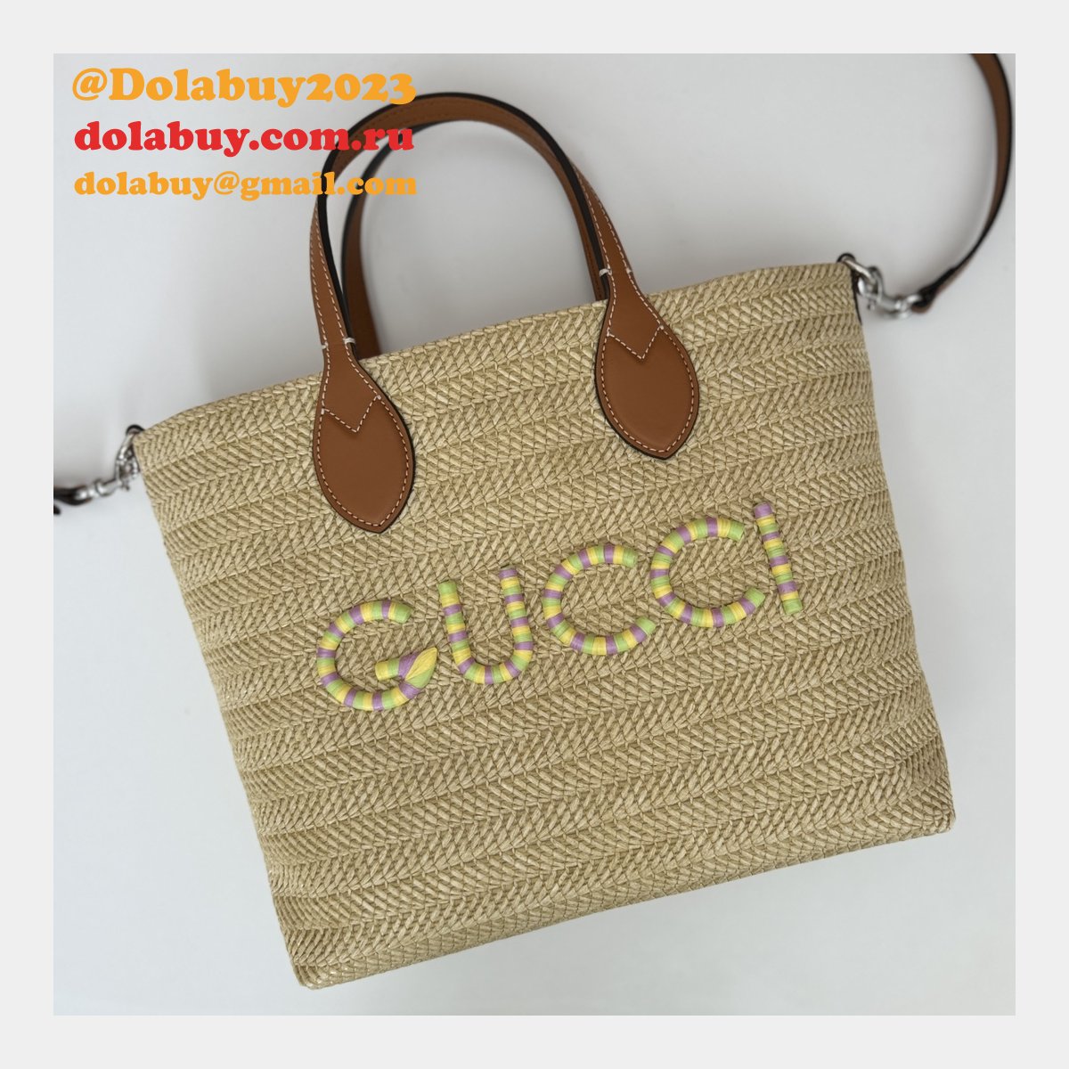 G*u*i replica 779671 tote women straw-effect natural straw effect raffia