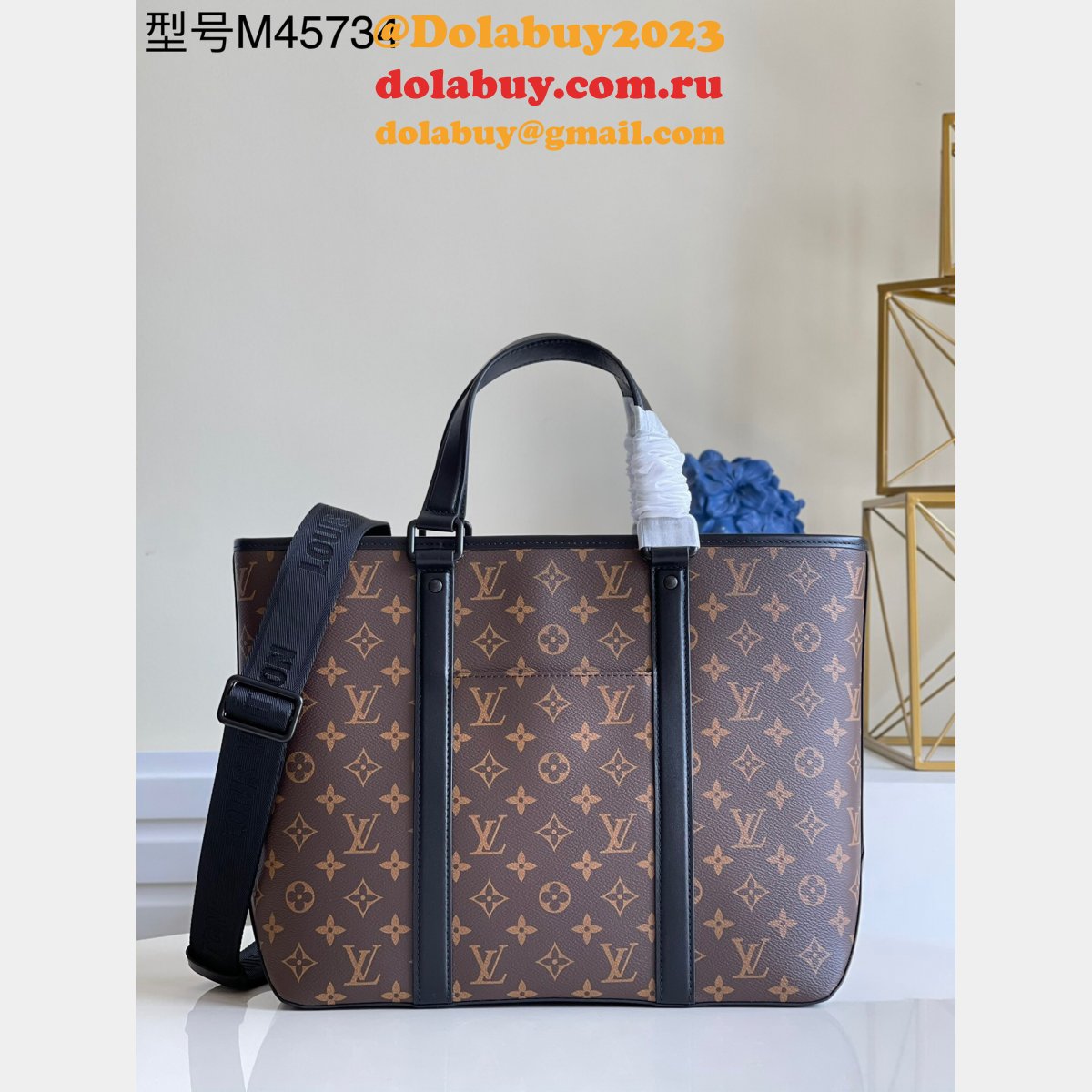 Perfect Quality Louis Vuitton Replica Week-End Tote PM Monogram Macassar M45734