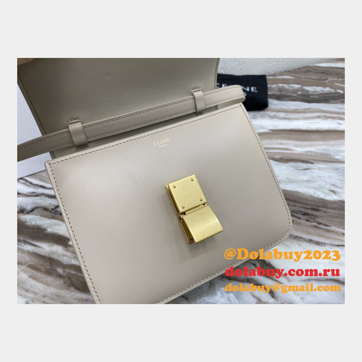 Celine Top Quality Teen Classic Box Apricot Bag