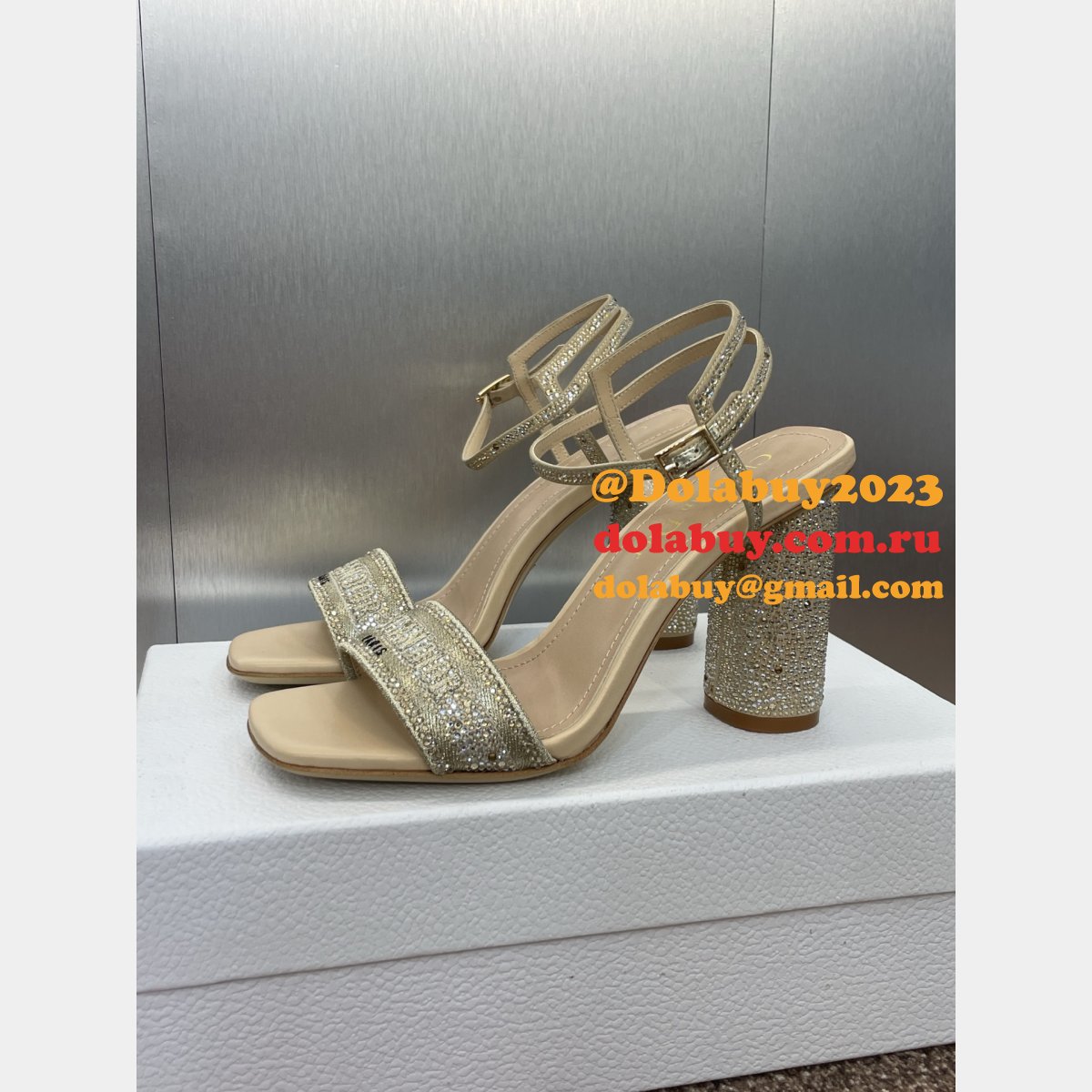 Top Quality Dior Silver-Tone Strass Heeled Sandal 9.5CM