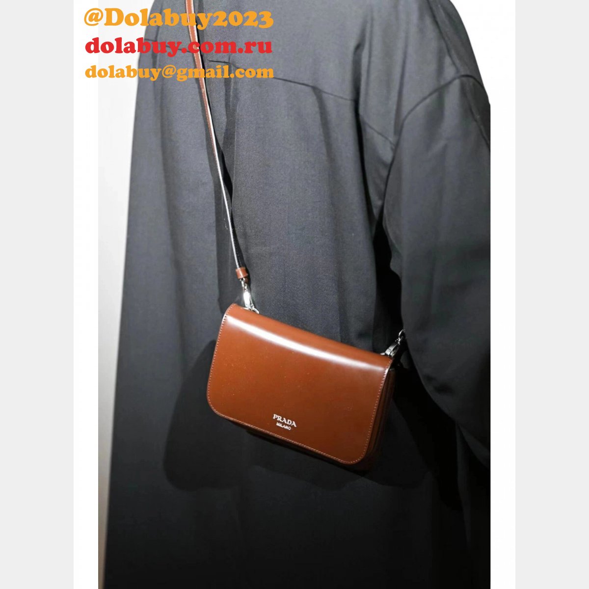 Black Brushed Shoulder Strap Prada 2VD061 Replica Designer Bag