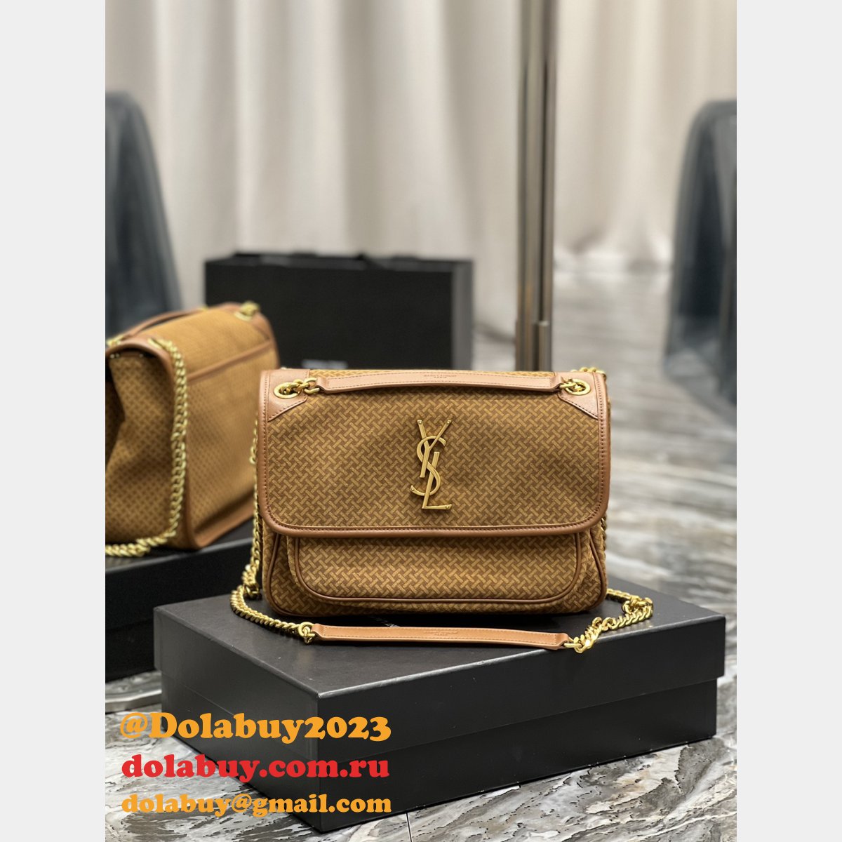 Saint Laurent 633158 Replica Designer NIKI Crinkled Vintage Leather