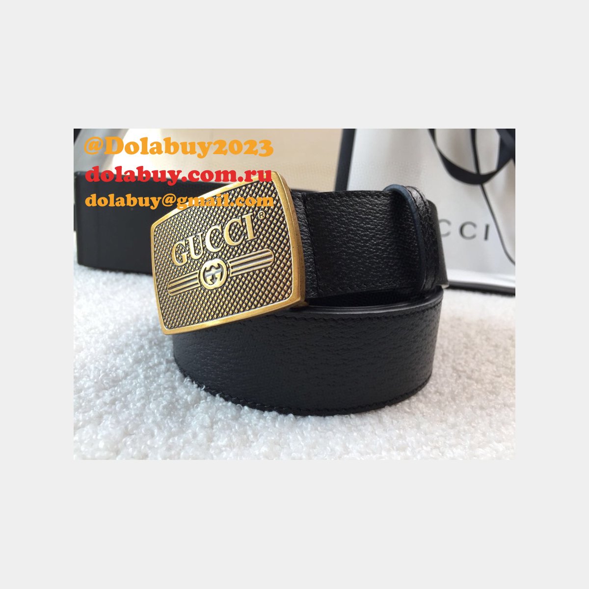 knockoff G*u*i leather belt 38mm black replica