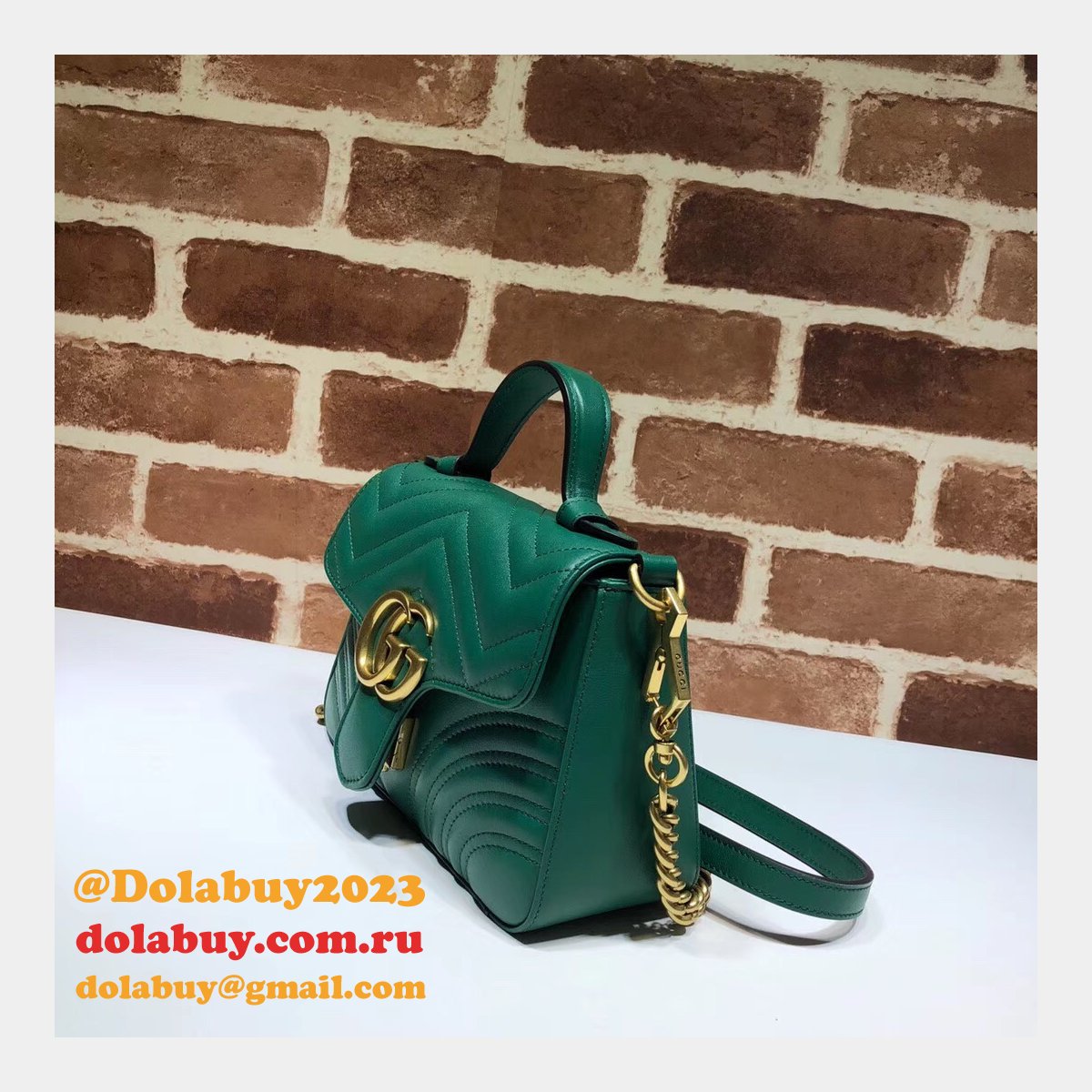 cheap 547260 G*u*i chevron leather gg marmont mini top handle