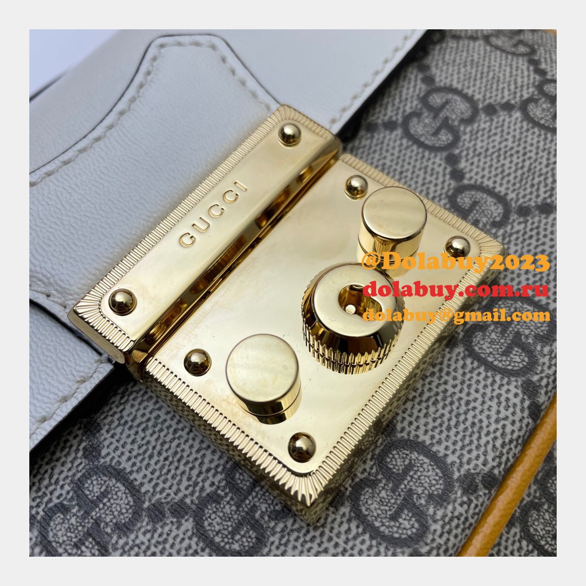 high quality G*u*i replica 658487 padlock mini bag in gg supreme canvas