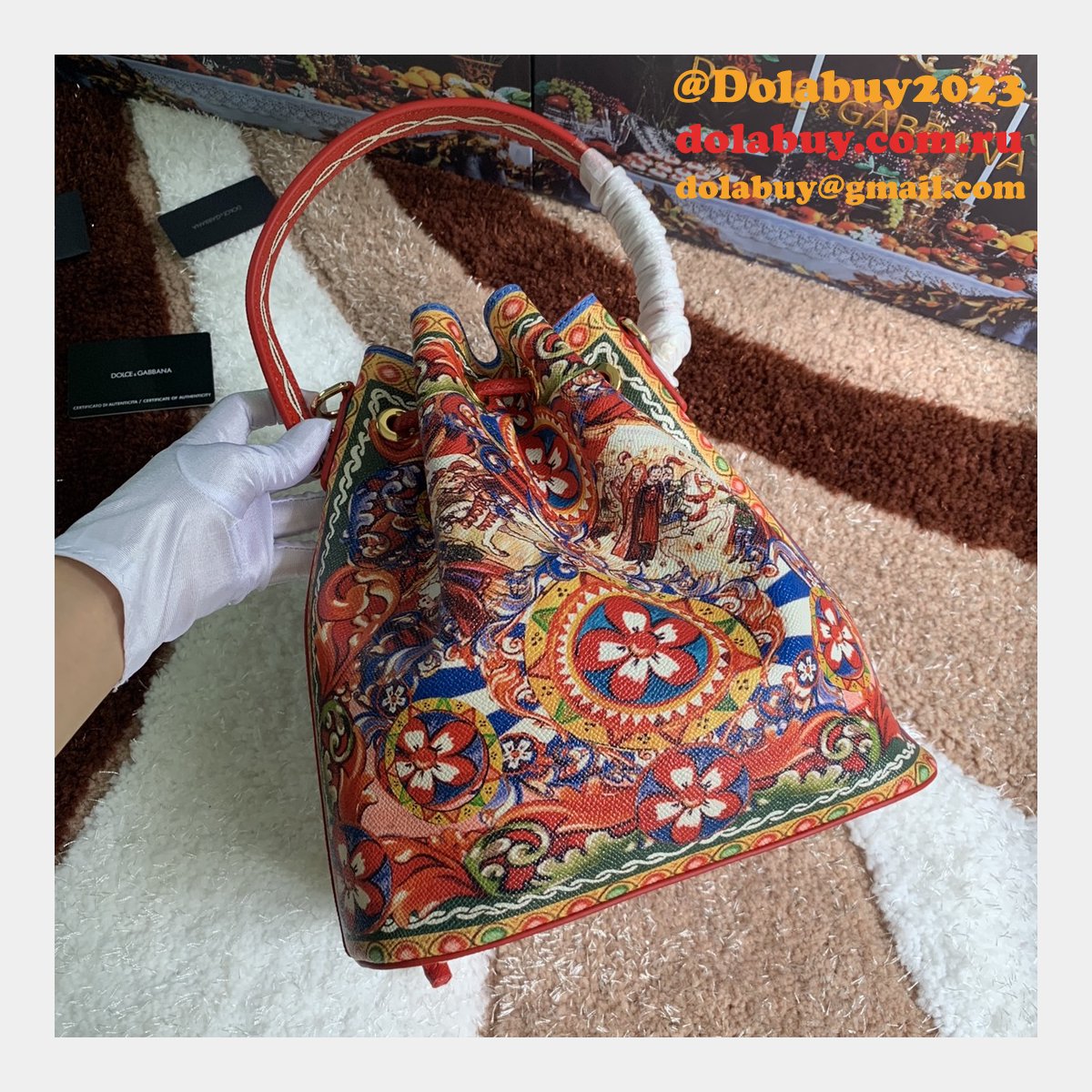 Multicolor Majolica 5500 Bucket Sling Fake Dolce & Gabbana Bag