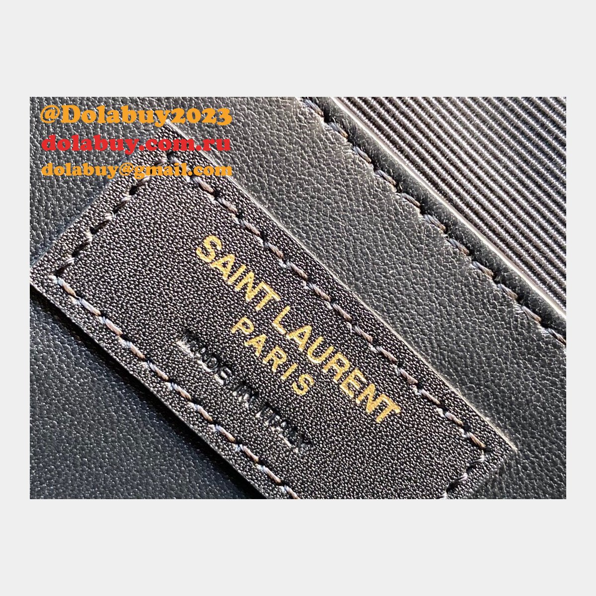 Top Quality Saint Laurent Leather Manhattan Shoulder Bag Golden Black