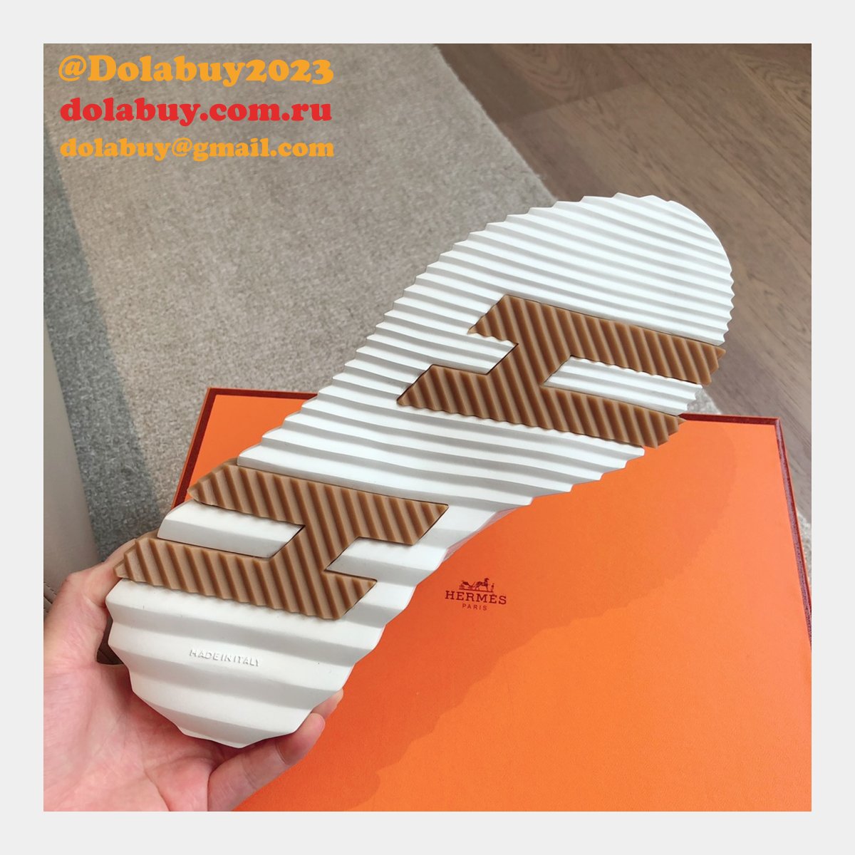 Top Quality hermes men Bouncing leather sneaker