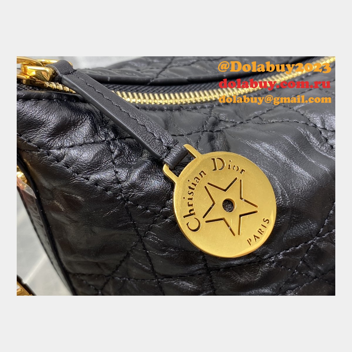 Christian Dior Perfect Fake 3106 Diorstar Hobo Chain Black Macrocannage Crinkled