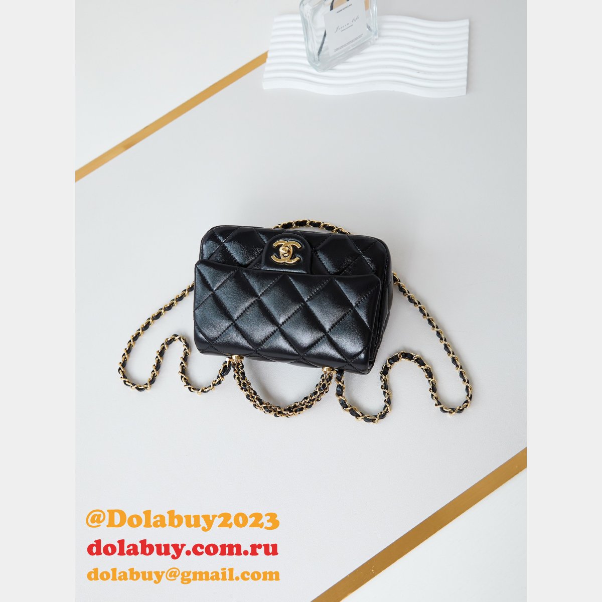 Replica Designer AS5032 Black Top Handle Inspired Mini Flap Bag